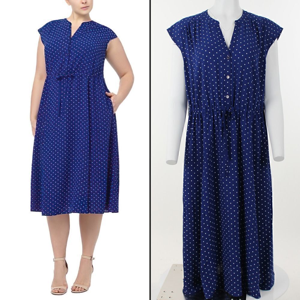 Anne Klein Plus Size Dot-Print Midi Dress